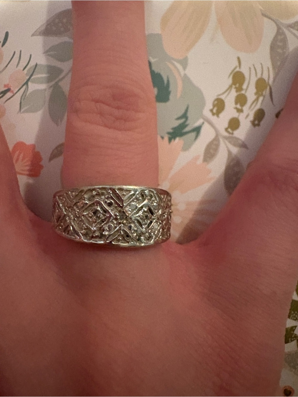 Intricate Silver Band Ring size 7